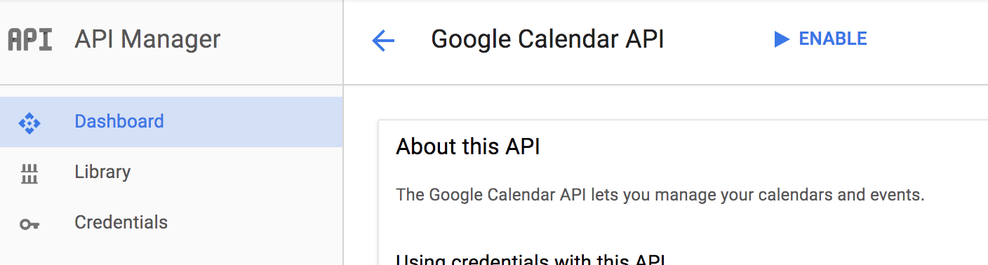 Enable Google Calendar API